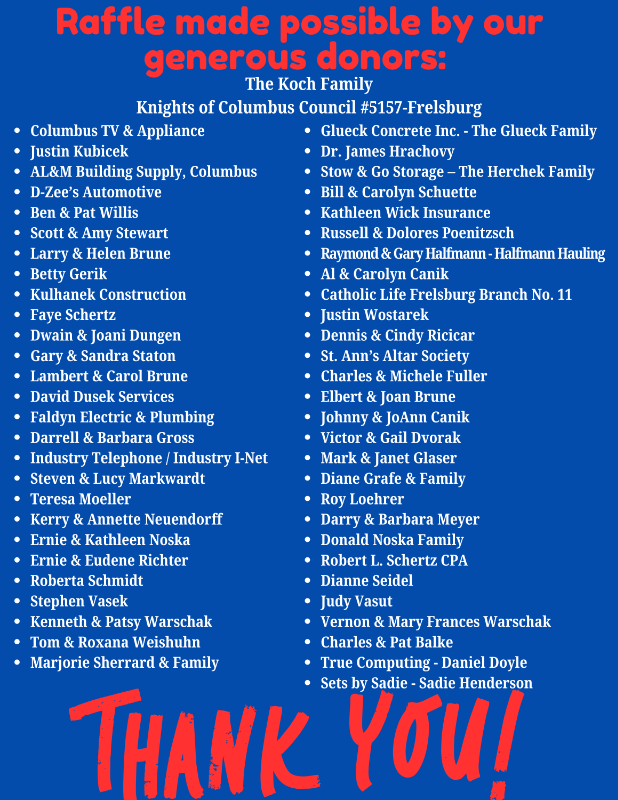 Sts. Peter & Paul (Frelsburg) 2025 Festival Raffle | Raffle Creator